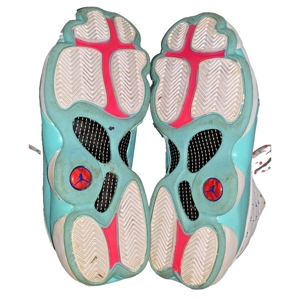 Nike Air Jordan 13 Retro Aurora Green GS Size 8.5 White Green Pink 439358-100 - Picture 9 of 9